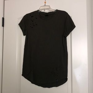 Olive green ripped top (: